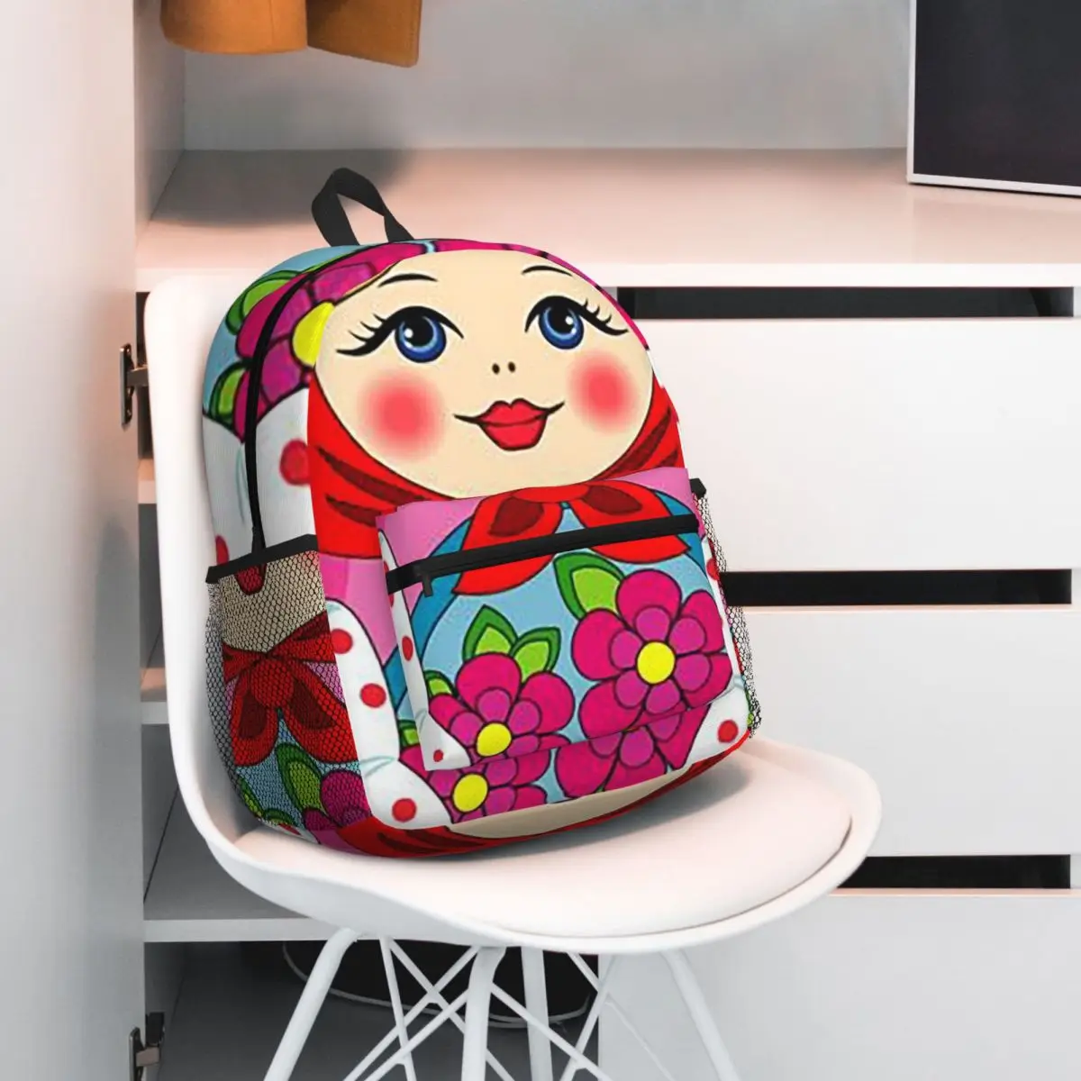 

Russian Nesting Doll Retro Matryoshka Design Backpack Student BookBag Kids School Bag Computer Shoulder Bags for Men Women