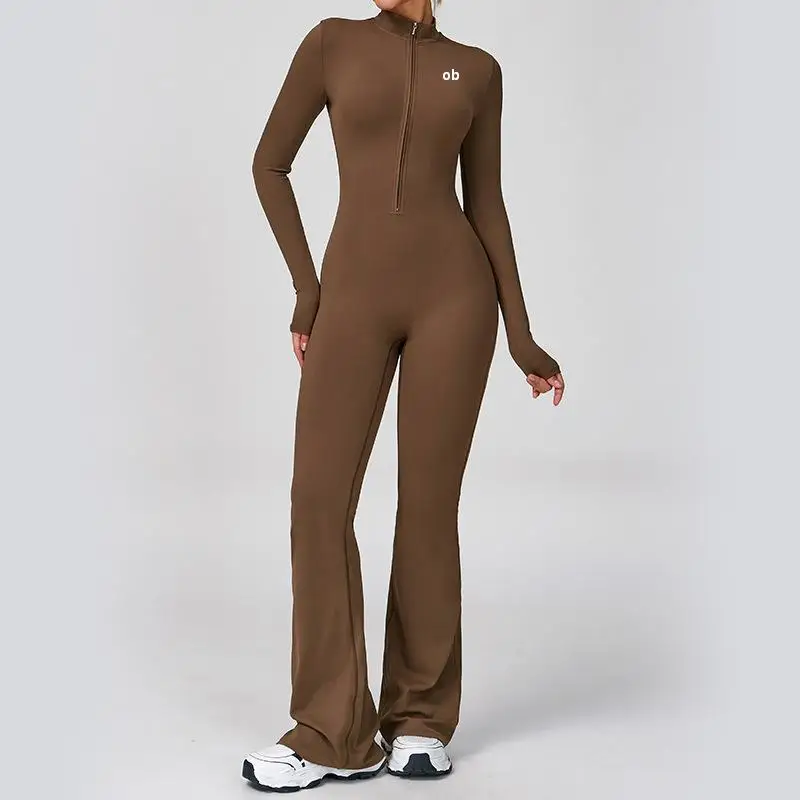 2027 New Style Zipper Long-Sleeved Yoga One-Piece Outdoor Fitness Sports Integrated Tight-Fitting Clothing