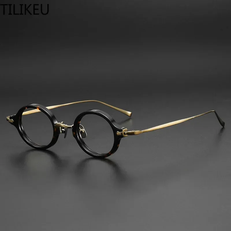 New Pure Titanium Frame Glasses Frame Ultra Lightweight Trendy Round Simple Artistic Blue Light Men Women Glasses Retro Style
