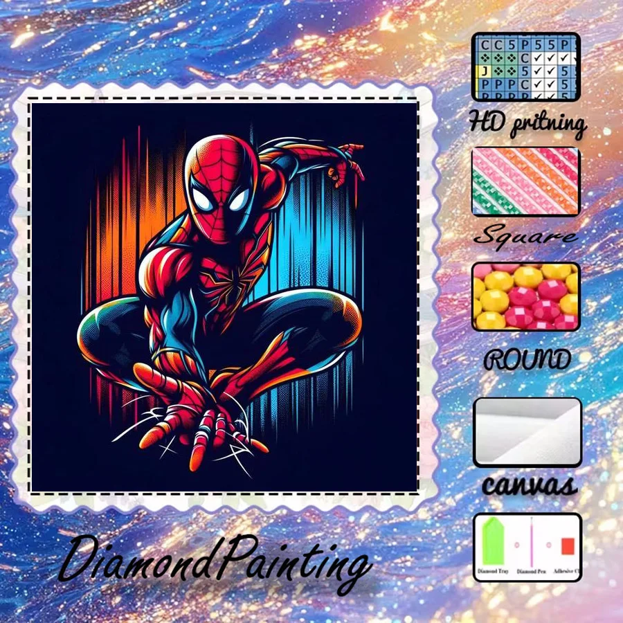1 Piece - Potdemiel-5D-DIY - Flocking Cloth - Special Drill - Diamond Painting Set - Spider-Man - Diamond Art