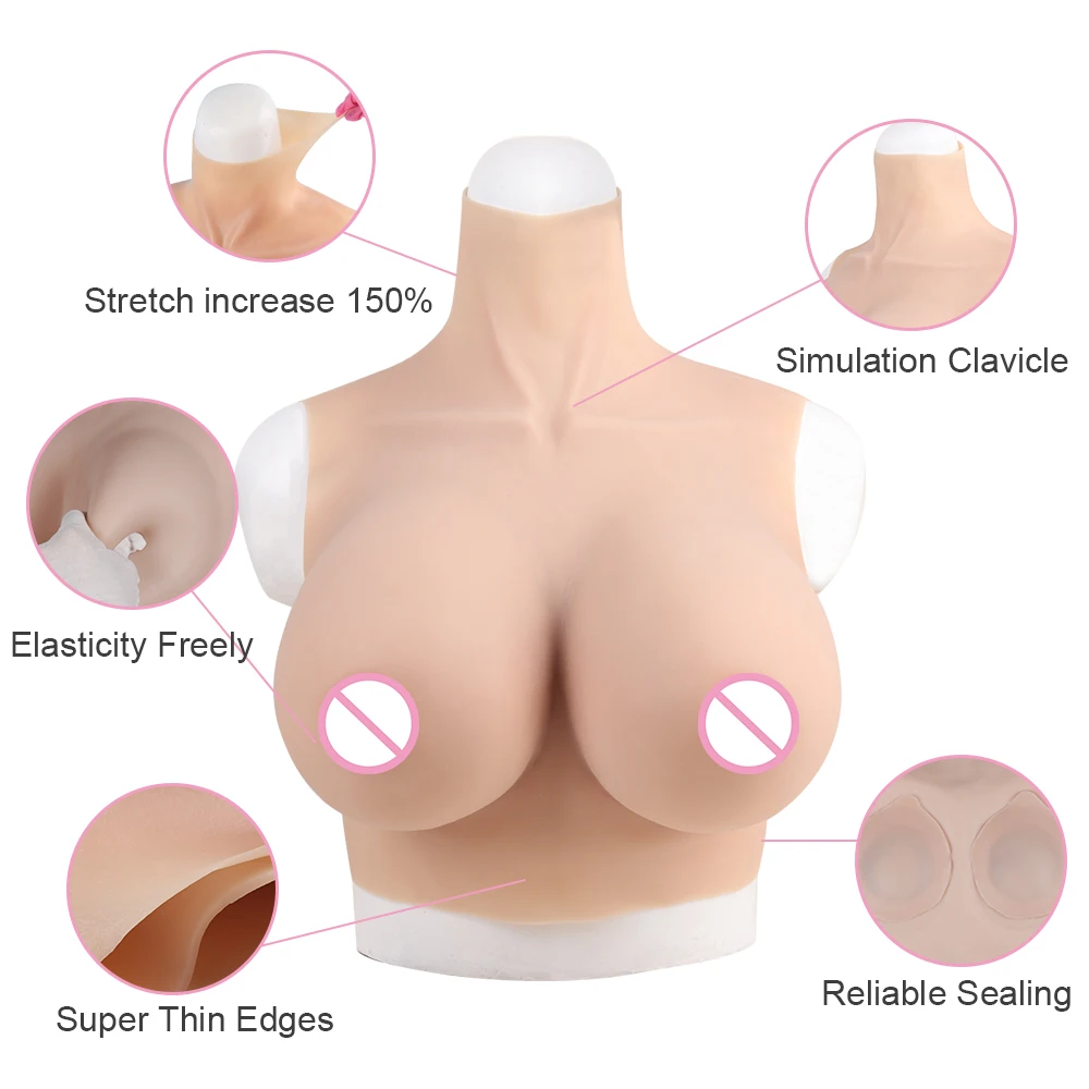 KnowU Upgraded Breast Forms Fake Boobs A-H Cup Silicone Filler Light And Thin For Cosplay Transgender Drag Queen