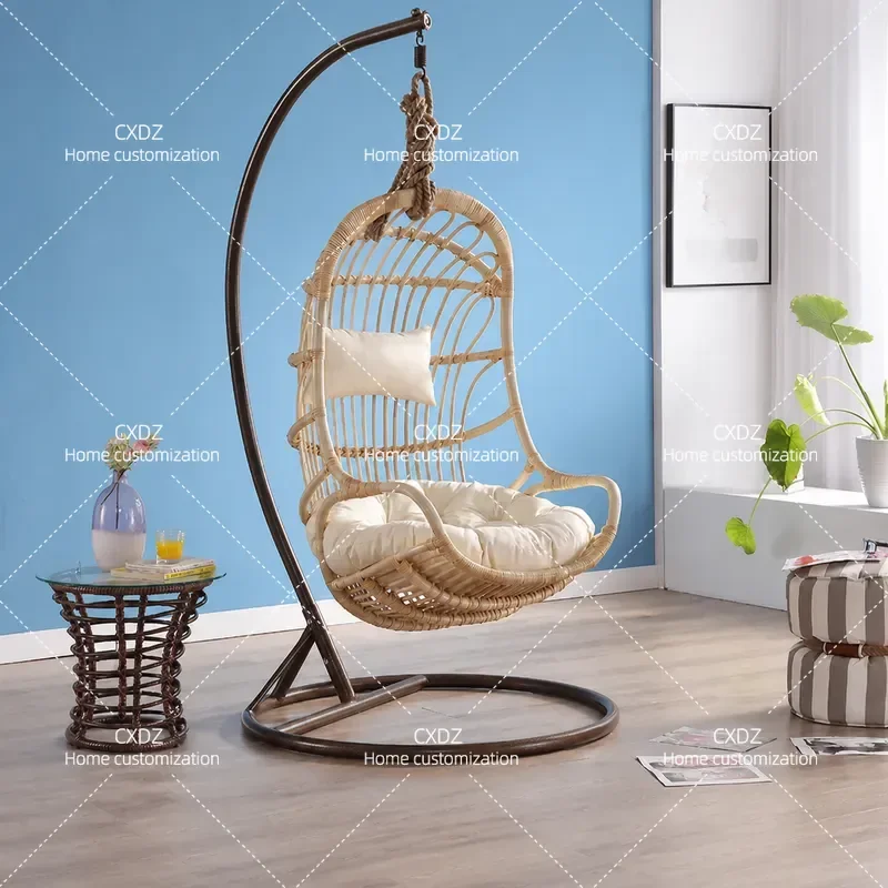 Rattan Hanging Basket Chair Balcony Indoor Swing Rocking Chair Home Nordic Style Hanging Rattan Cradle for Living Room