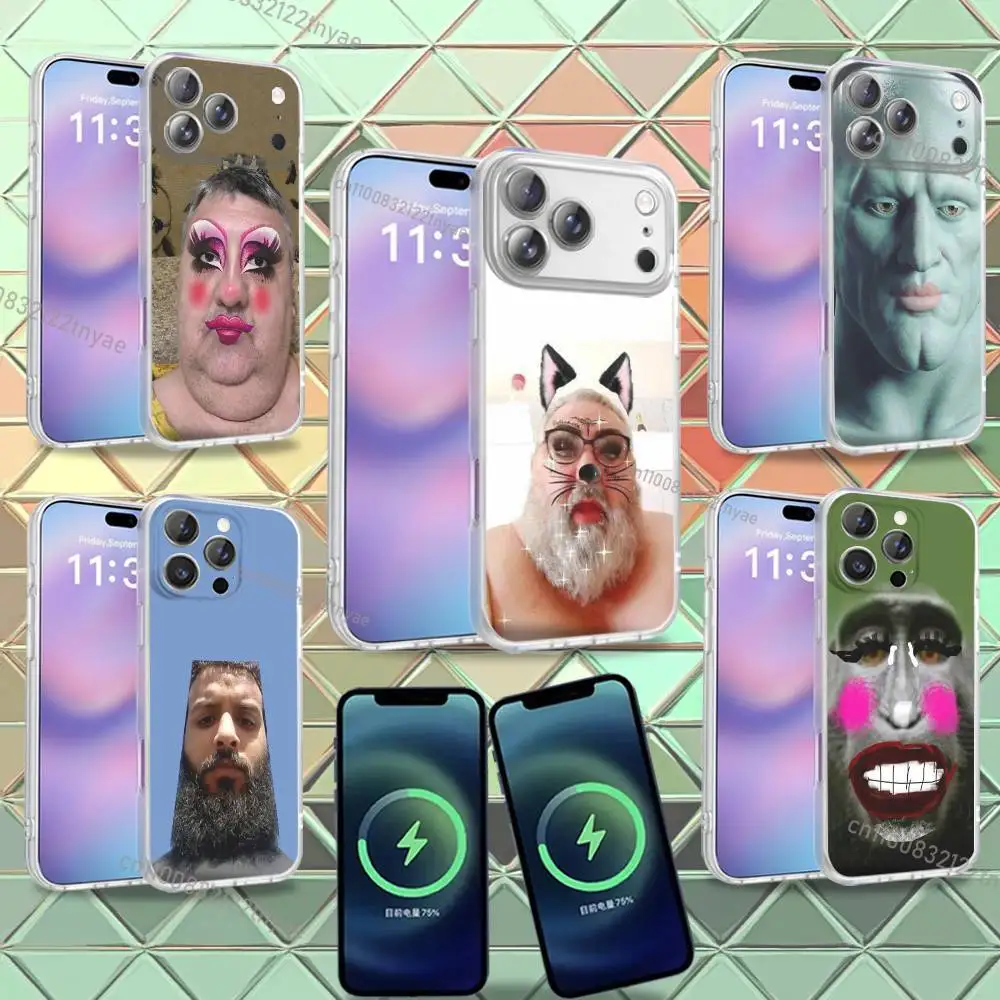 INS Cool Ugly Man Funny For iPhone 17,12,11,14,13,15,16,Plus,Air,Pro,Max,E,Mini for Magsafe Magnetic Frosted Phone Case