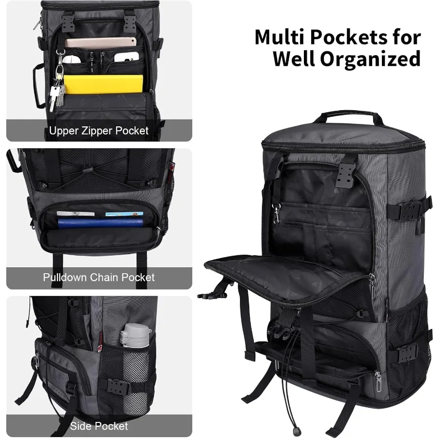 حقيبة ظهر للسفر من WITZMAN للرجال قابلة للتحويل كبيرة الحجم مع حجرة للأحذية للطائرات تناسب كمبيوتر محمول مقاس 17 بوصة B689 #6