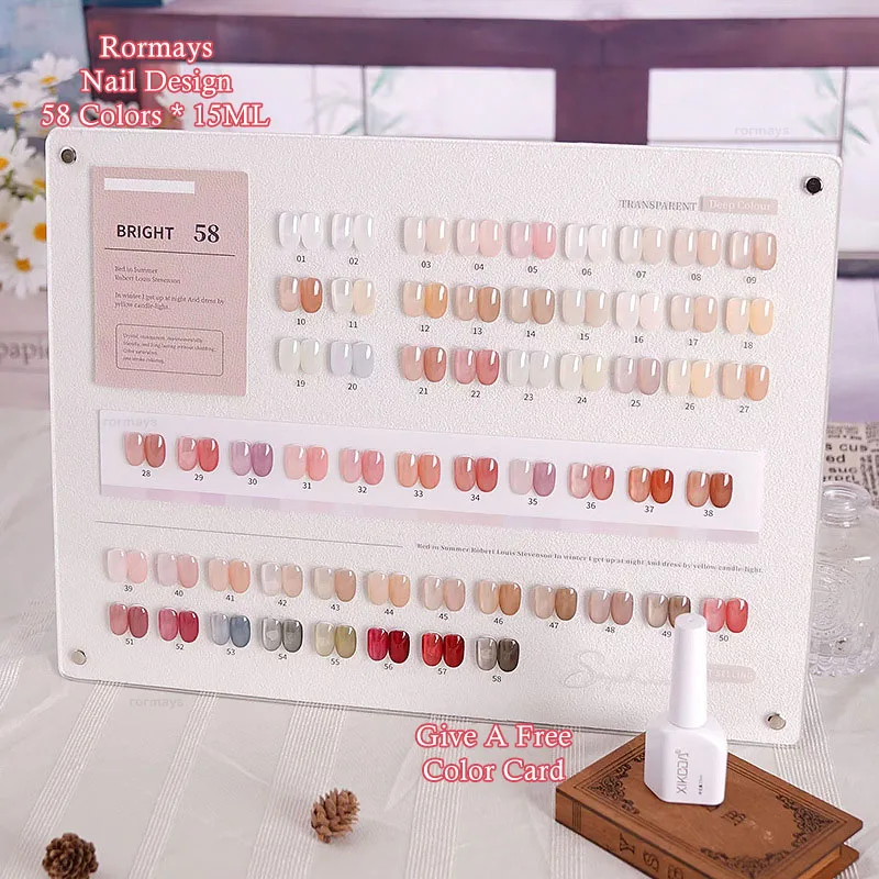 Rormays Ice Permeable Jelly Color gel 58PCS Polishing Set Durable Nude Color Translucent UV LED Nail Design Color Varnish Salon