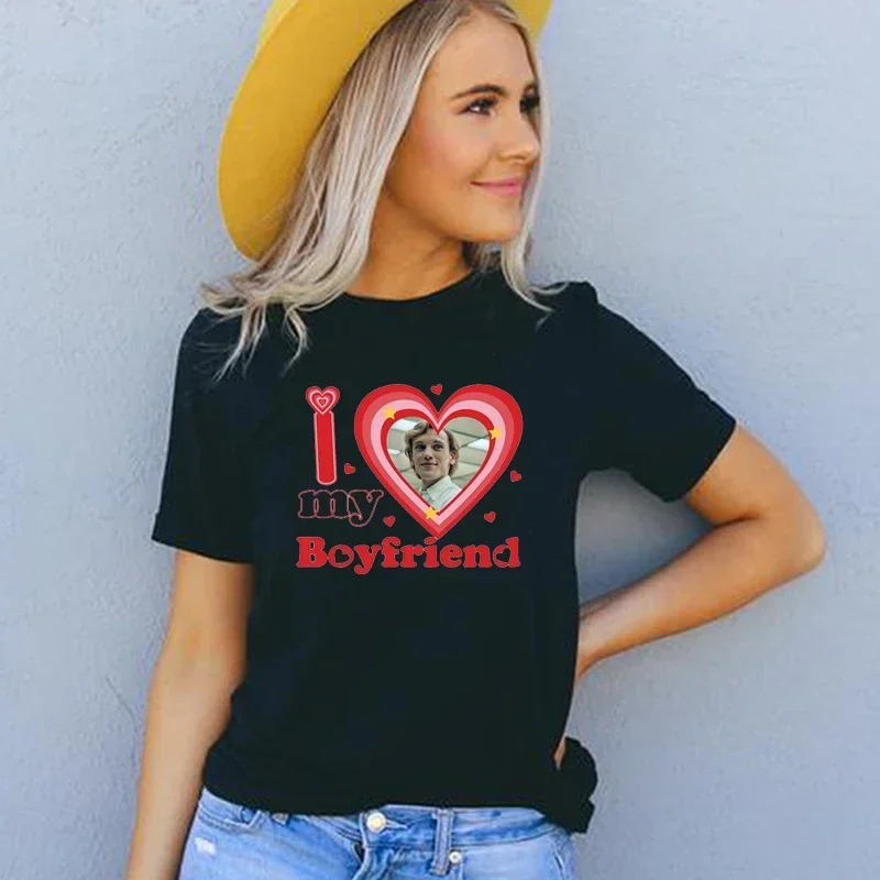 I Love My Boyfriend Love Heart Women T Shirt Your Photo Here Personalized Customized Tshirt Girlfriend Gift Your Photo Text Top