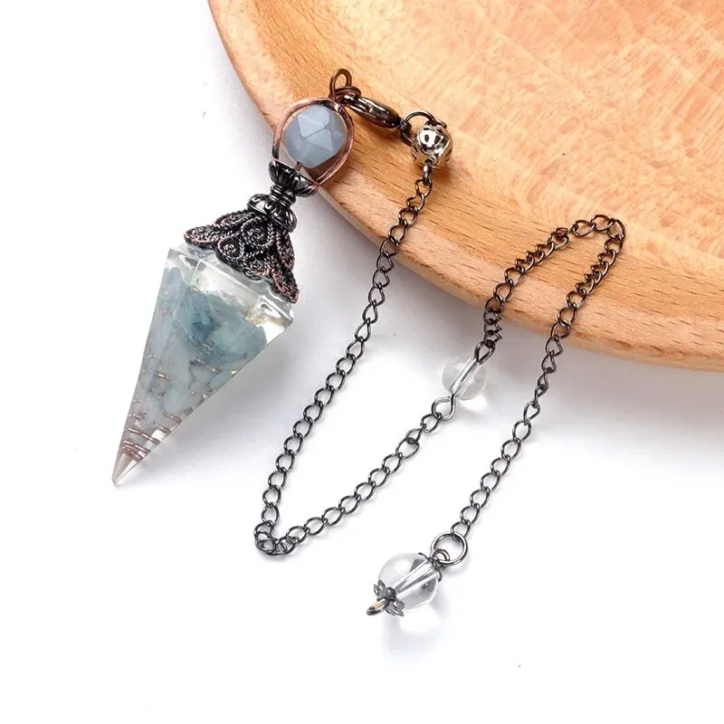 6-Sided Hexagonal Point Pendant, Suitable For Reiki Sorcery Balance Spirit Resin Gem Crystal Pendulum Necklace