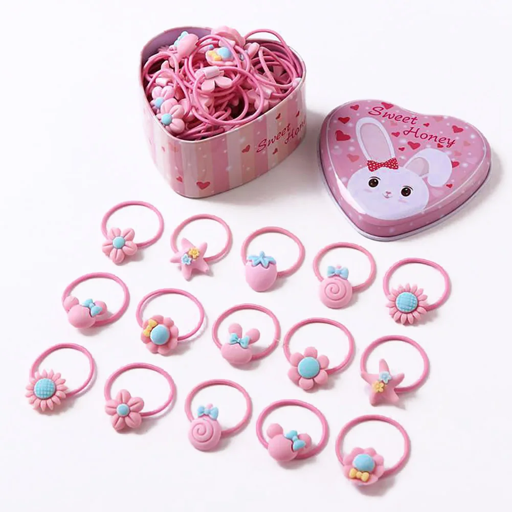 40Pcs Set Cute Flowers Bows Baby Elastic Hair Bands Cartoon Girls Hair Ties Kids Hair Accessories