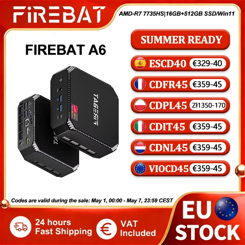 Firebat A6 Mini Pc Amd Ryzen 7 7735Hs Lpddr5 16Gb Ram M.2 Pcie