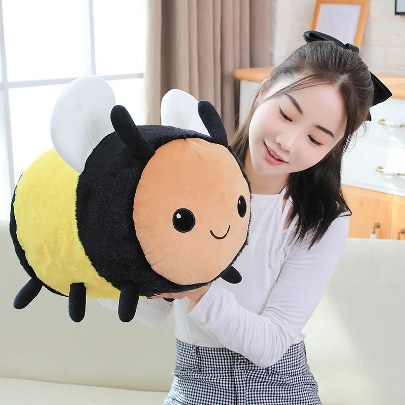 Round Ladybug Stuffed Plush Doll Soft Fluffy Cartoon Beetle Animal Plush Toy Home Sofa Decoration Birthday Gift for Children