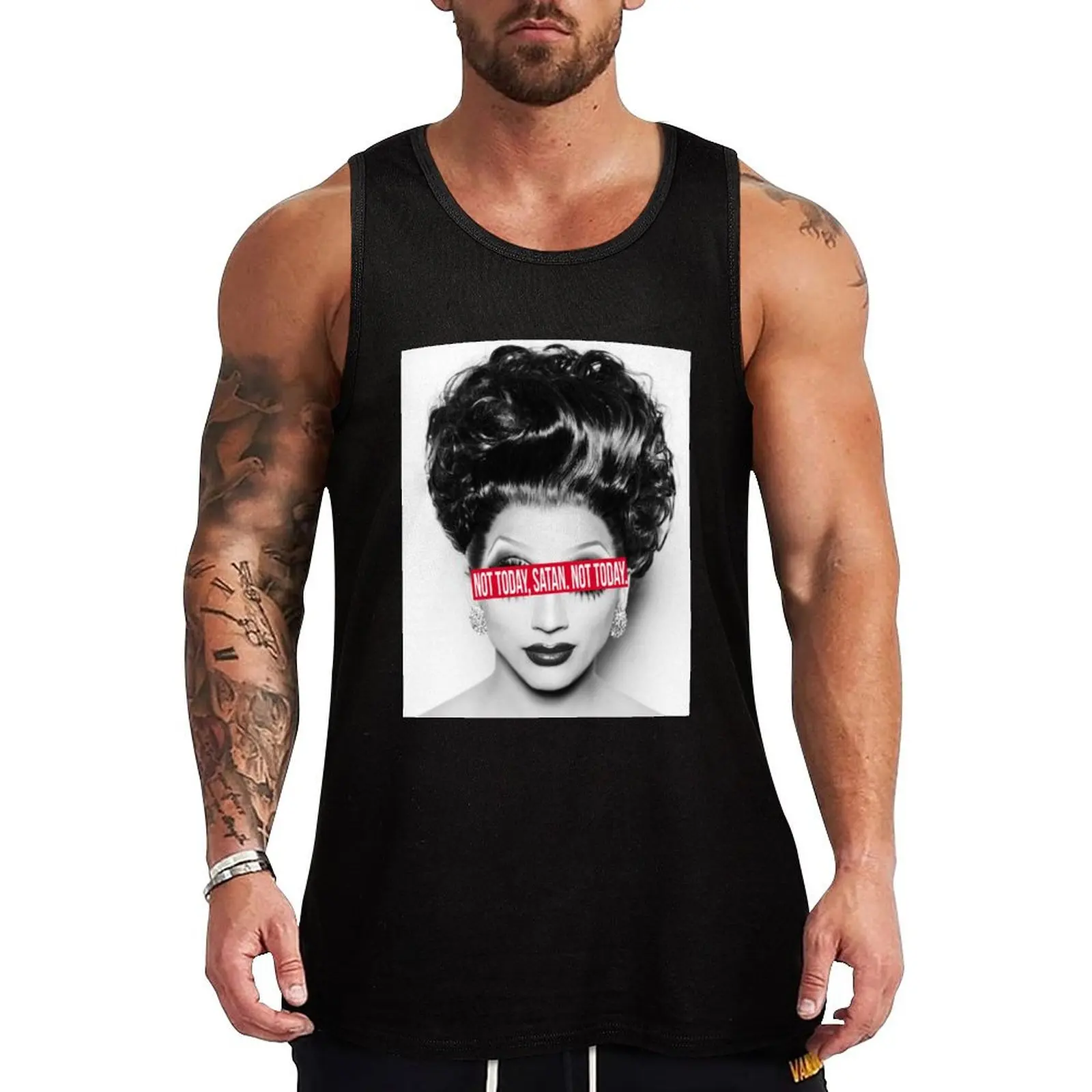 

Not today, Satan. Not today. Tank Top fitness sports clothes for men