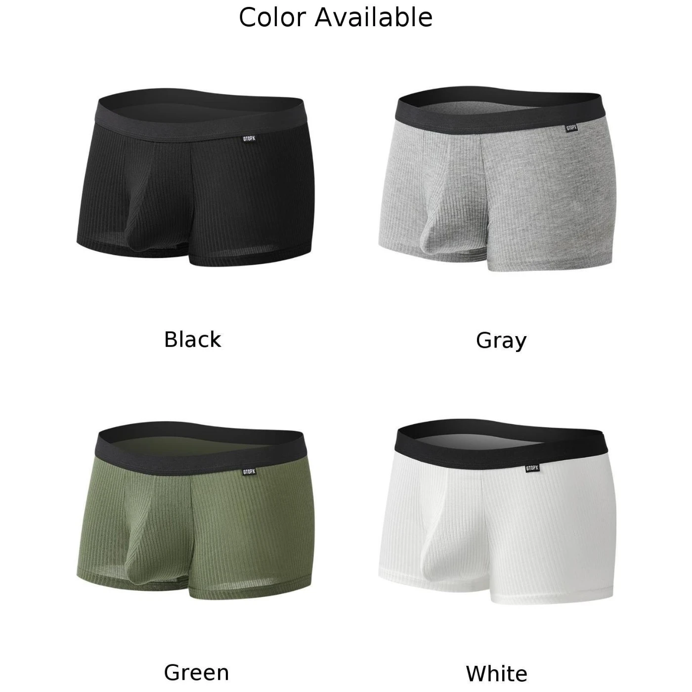 Mens Elephant Nose Ribbed Briefs Underwear Breathable Sweat Absorption Trunks Male Panties Solid Underpants Shorts Slip