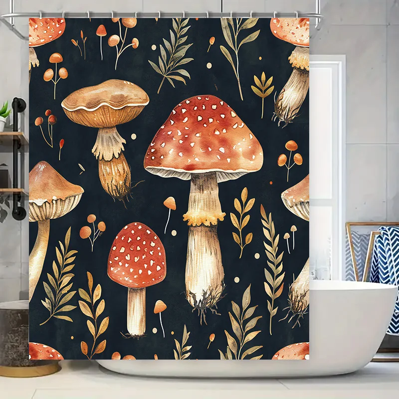 

Colorful Mushroom Print Shower Curtain Waterproof Fabric Bathroom Decoration for Kids Room Decorations Home Textiles