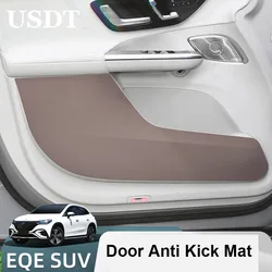 Leather Carbon Fiber Sticker Door Anti Kick Cover Protection Mat For Mercedes Benz EQE 500 350 SUV Sedan 2023 2024