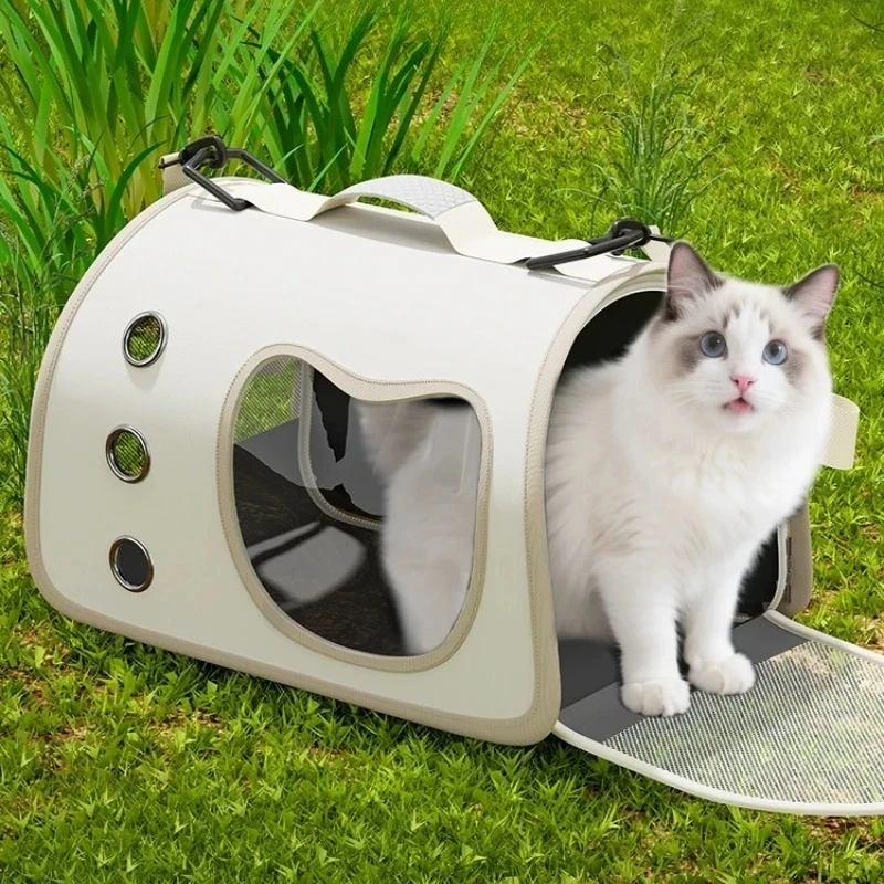 حقائب قطط ذات سعة كبيرة للتهوية مع شبكة قابلة للطي وخفيفة الوزن وجيدة التهوية وحقيبة كتف ناعمة الجوانب ومستلزمات الحيوانات الأليفة #3