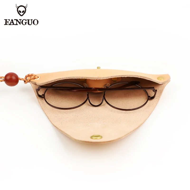 Men Genuine Leather Sunglasses Case Handmade Eyeglasses Box Sun Glasses Holder Bag Portable Storage Spectacle Cases