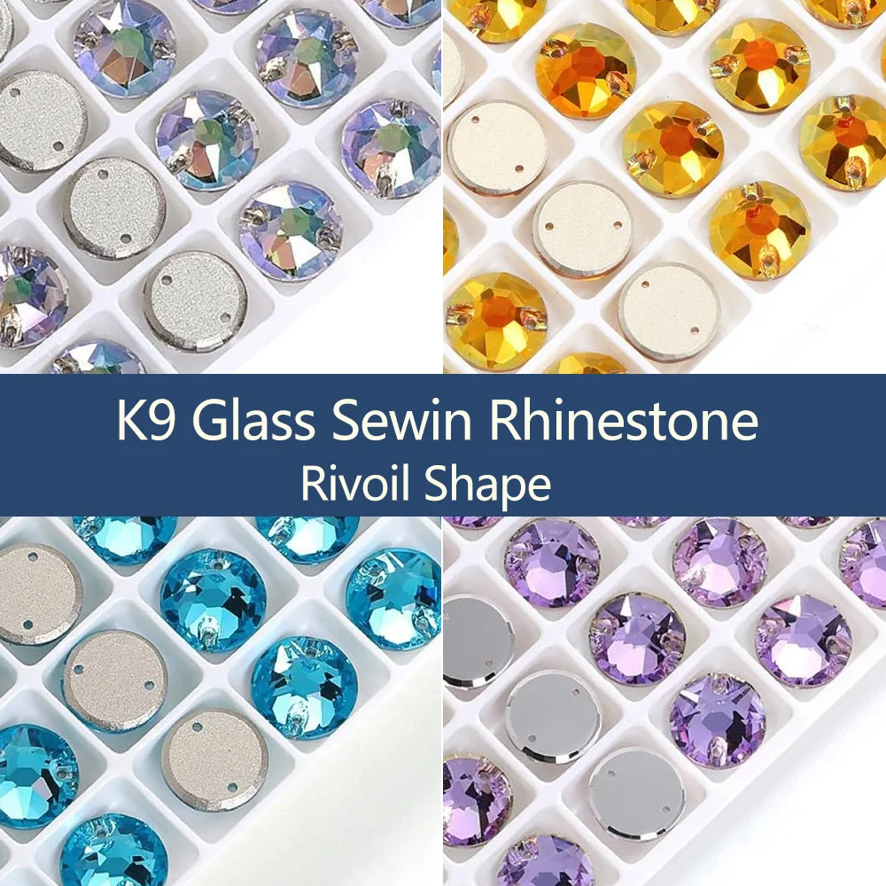 

Rivoil Shape K9 Glass Sew On Rhinestones Multiple Colors High Quanlity Flatback Sewing Crystal for Garment Dress Accessories