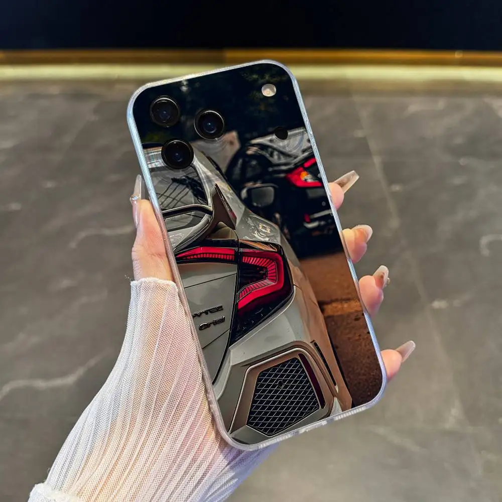 حافظة هاتف رياضية للسيارة T-Type R C-Civic لهاتف iPhone 17,16,15,14,13,12,11 Pro,Max,Plus,X,XS,XR,SE4,E غطاء ناعم شفاف صغير