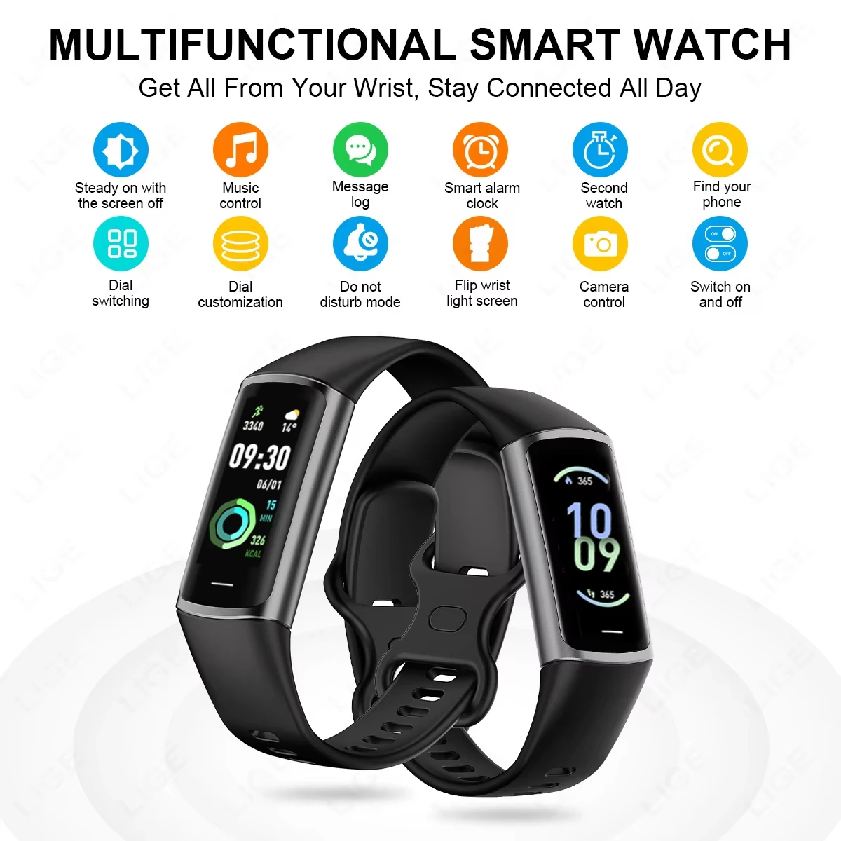 LIGE Smart Watches For Men Women Health Monitor Sleep Tracker Sport Fitness Smart Bracelet Waterproof Smartwatch For Android IOS