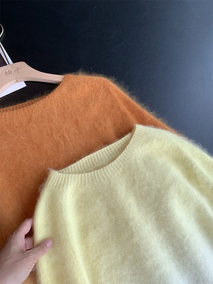 Fashion Gradient Color Wool Cashmere Silk Blending Long Sleeve Knitt Warm Pullovers Women Tops Sweater Blusas Roupa Feminina