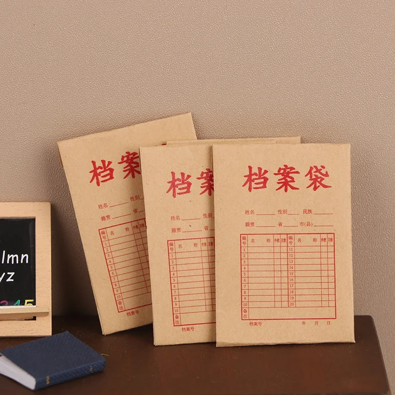 1/12 Simulazione casa delle bambole Sacchetti per documenti in carta Kraft Casa delle bambole Studio Ufficio Scuola Decorazione di cancelleria Accessori per casa delle bambole