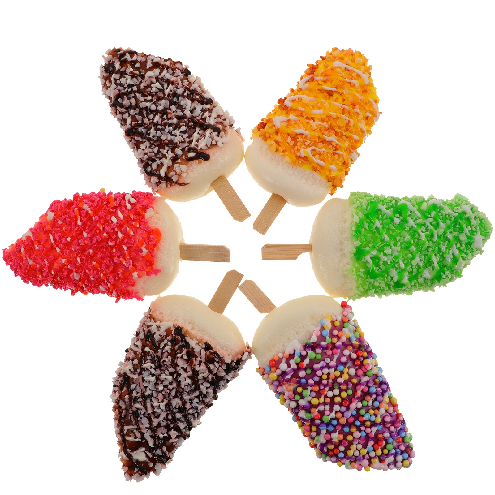 

6 Pcs Simulated Porcelain Ice Cream Fake Props Accessories Dessert Pu Simulation Food Decor Child Display Model