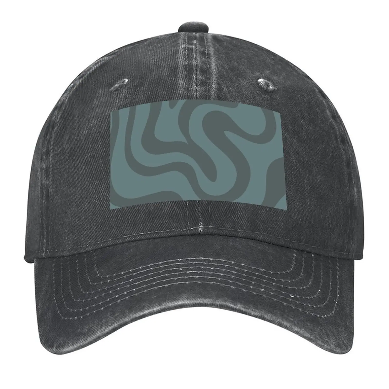 

Muted teal retro squiggles Baseball Cap Sunscreen Golf Hat Military Cap Man luxury caps Woman Men's