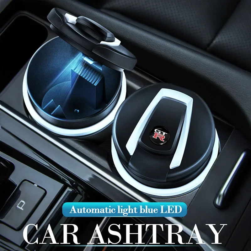 Car Ashtrays Portable Car Auto LED Light Cigarette Cigar Ash Cylinder for Nissan GTR R35 R34 Teana 04-07 11-13 SYLPHY Hub Caps