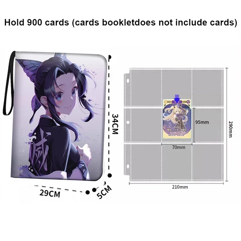 Nuevo 400/900 Uds. Álbum de tarjetas Demon Slayer de Anime, colección de libros, tarjetas de juego con cremallera, carpeta, soporte, regalos para niños