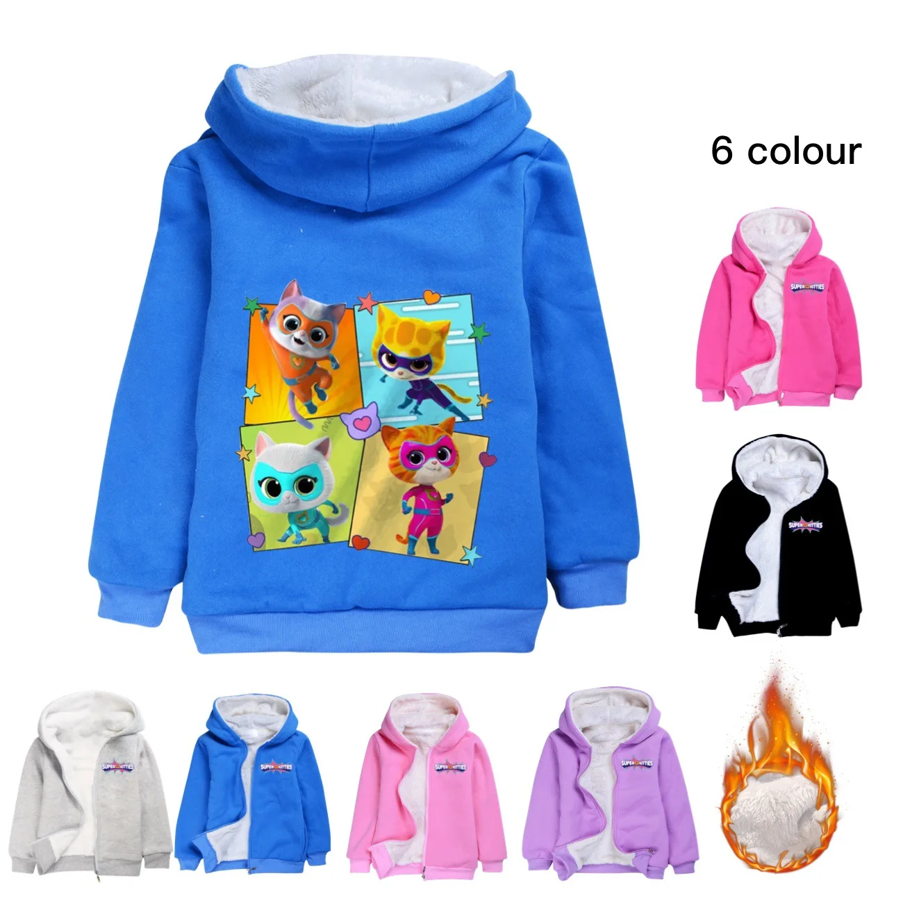 

Superkitties CLOTHES Kids Super Kitties Jackets for Girls Winter Warm Cotton Parkas Children Hooded Overcoat Boys Fashion Coats