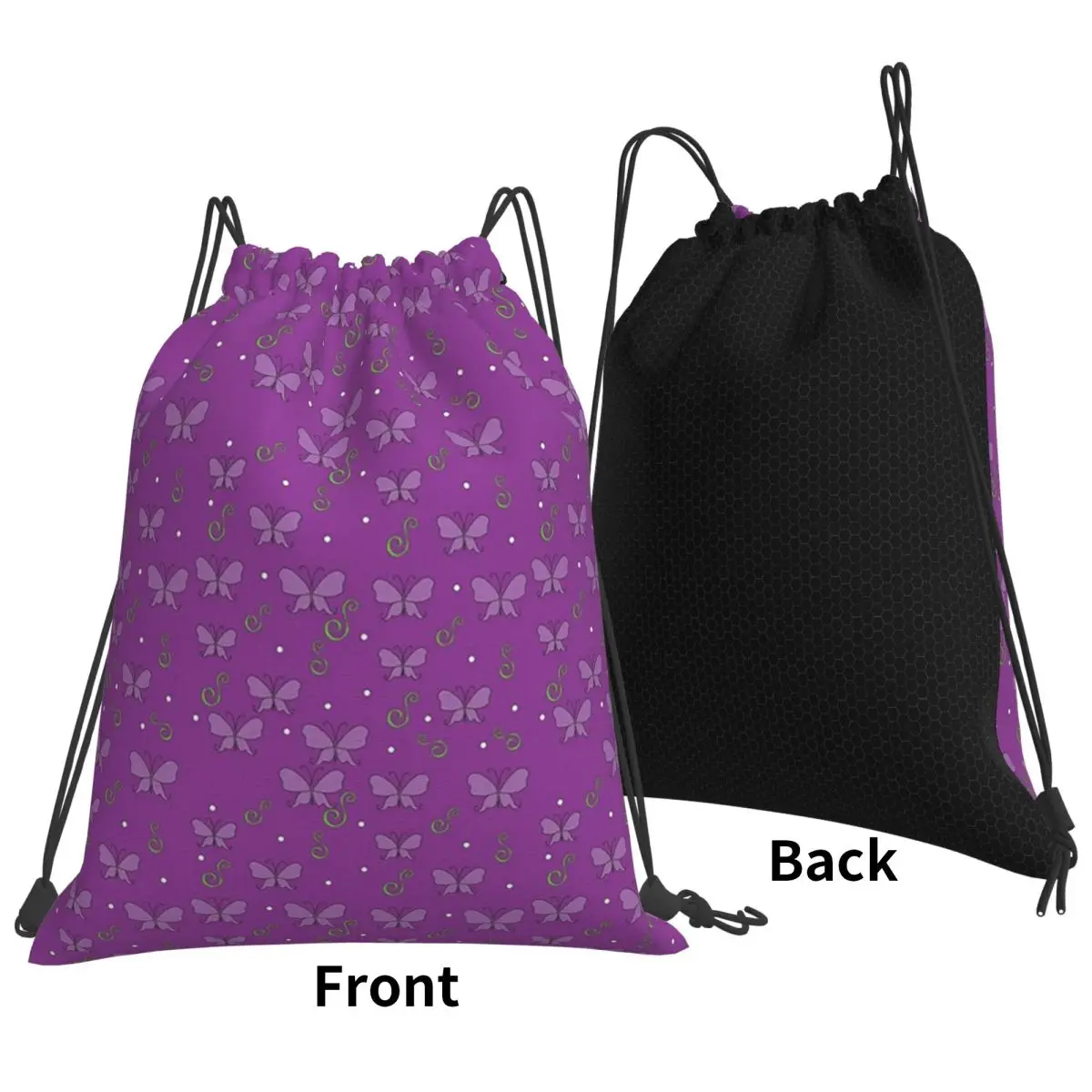 Sacs à dos violets Flutter Bliss, sacs à cordon portables, sacs de sport, sacs à livres pour homme et femme, pour l'école