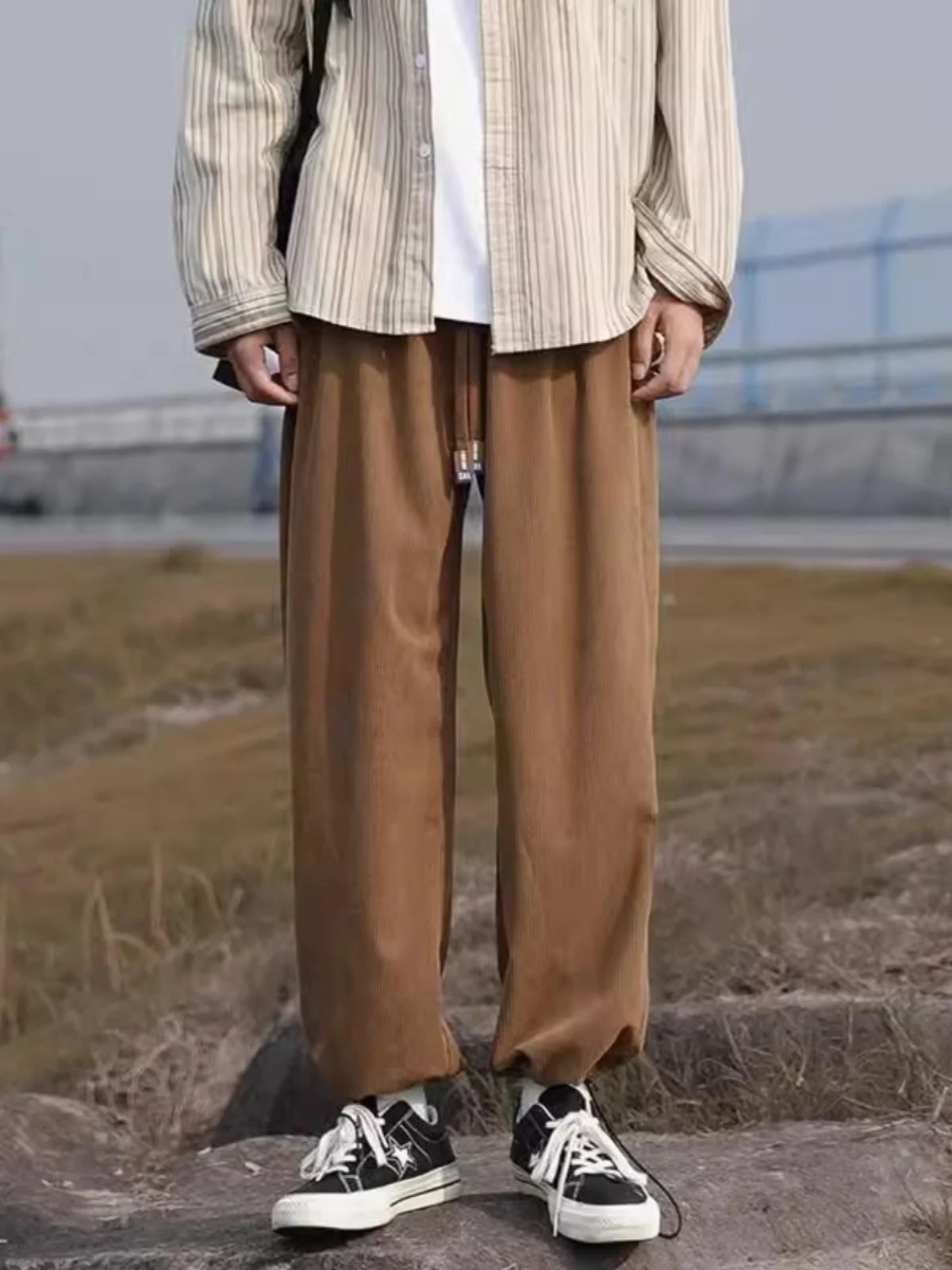 

Вельветовые прямые спортивные штаны, мужские повседневные спортивные брюки, осень-зима, длинные брюки Faion High Street, винтажные американские брюки...