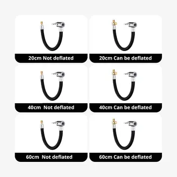 10, 20, 40, 60cm 자동차 타이어 공기 주입 호스, 공기 주입 펌프 연장 튜브, 어댑터, 트위스트 타이어 연결부, 잠금식 에어척 10 best sales 타이어 공기압축기 - №4
