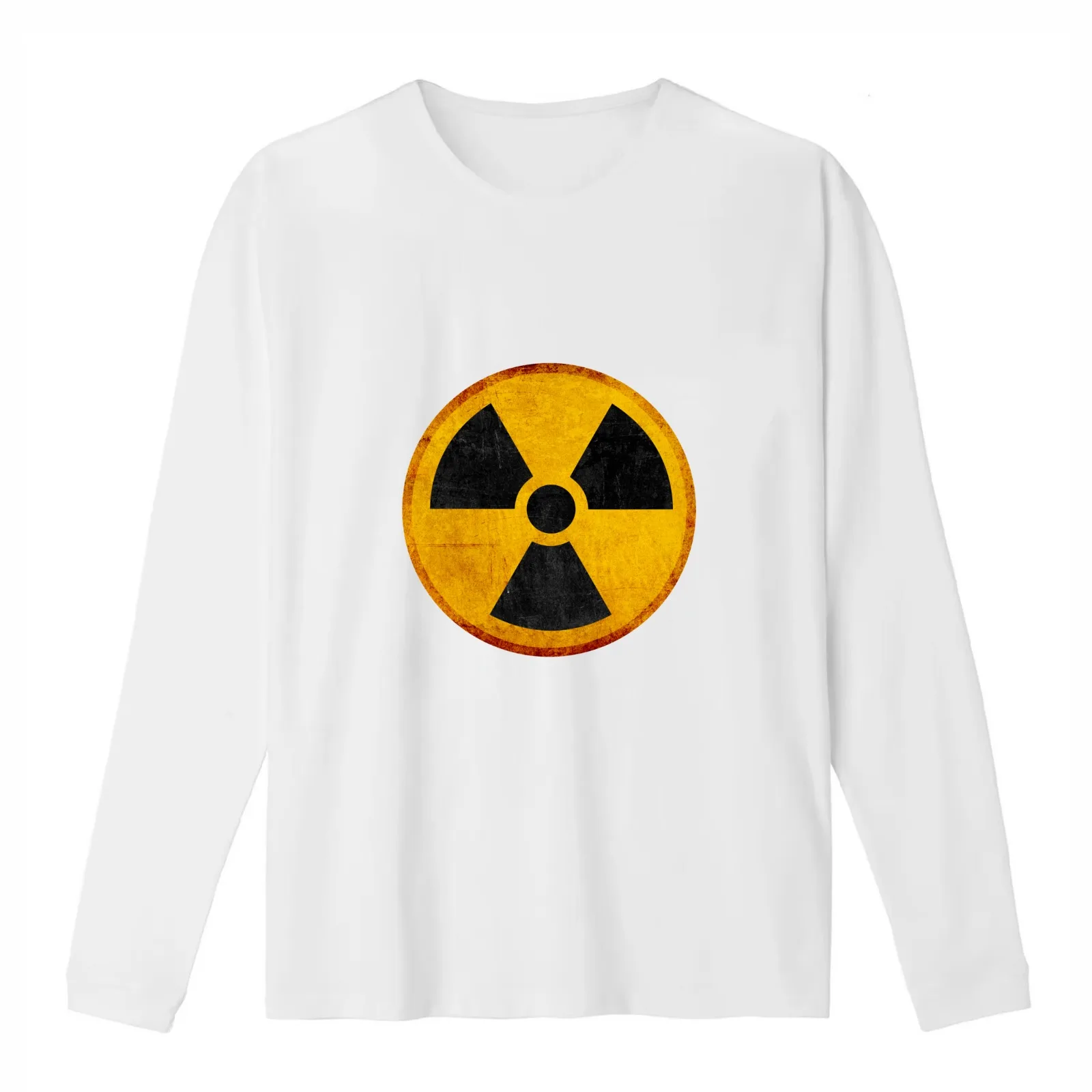 Radioactivity radiation warning icon T-Shirt Summer Casual Cotton Tee Oversized Streetwear Tops Vintage Graphic Print