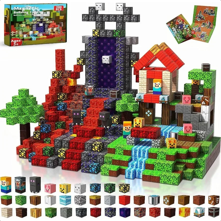 

200PCS Magnetic Blocks Magnetic Building Block for Ages 3 4 5 6 7 8 STEM Learning Toy for Toddlers Magnetic Blocks for Ages 38