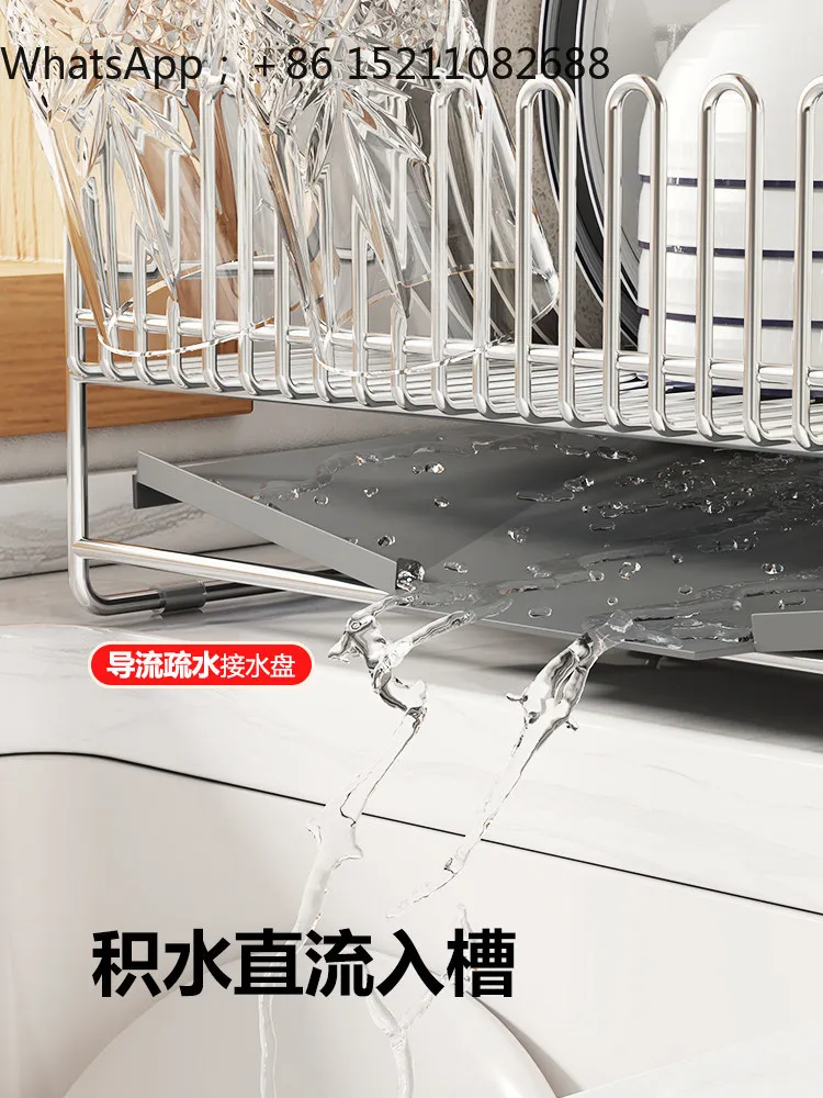 LLY Stainless Steel Sink Side Drain Rack Kitchen Dish Rack Sink Dishwasher Dishware Drying Rack