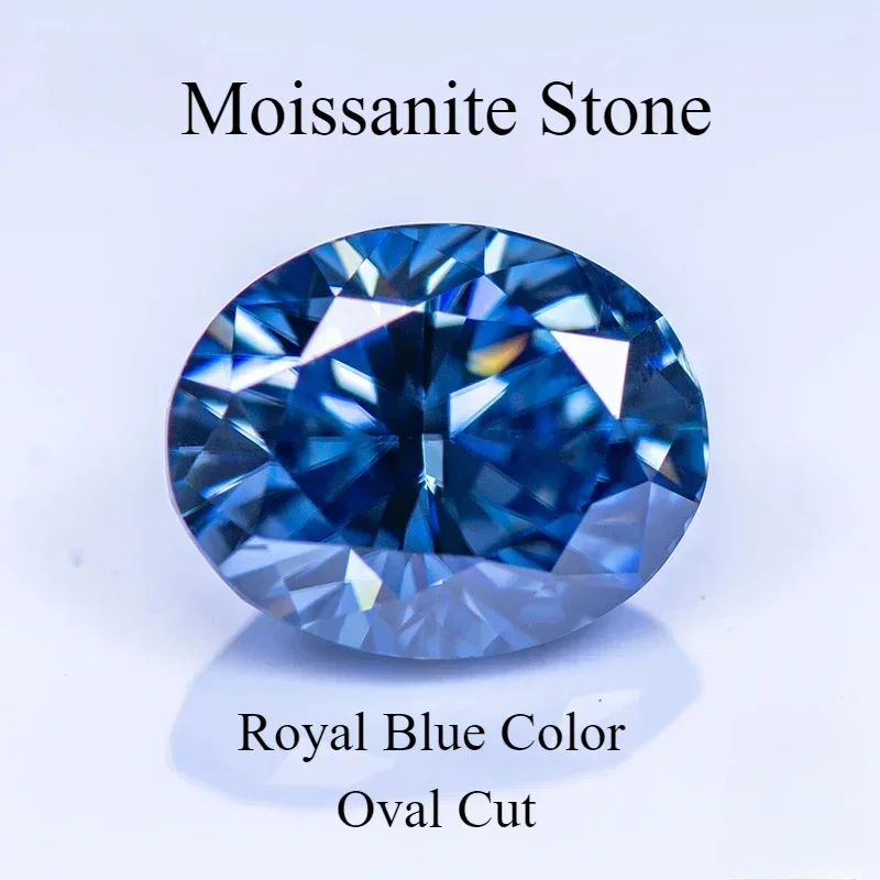 

Moissanite Stone Oval Cut Natural Color Royal Blue Lab Grown Gemstone For Charms Woman DIY Jewelry Making With GRA Certificate