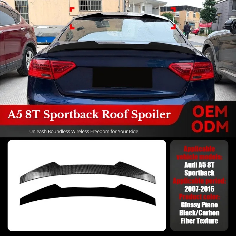 For Audi A5 8T Sportback 2007-2016 Rear Trunk Roof Spoiler Wing Styling Carbon Look Car Accessories Tuning Exterior Modification