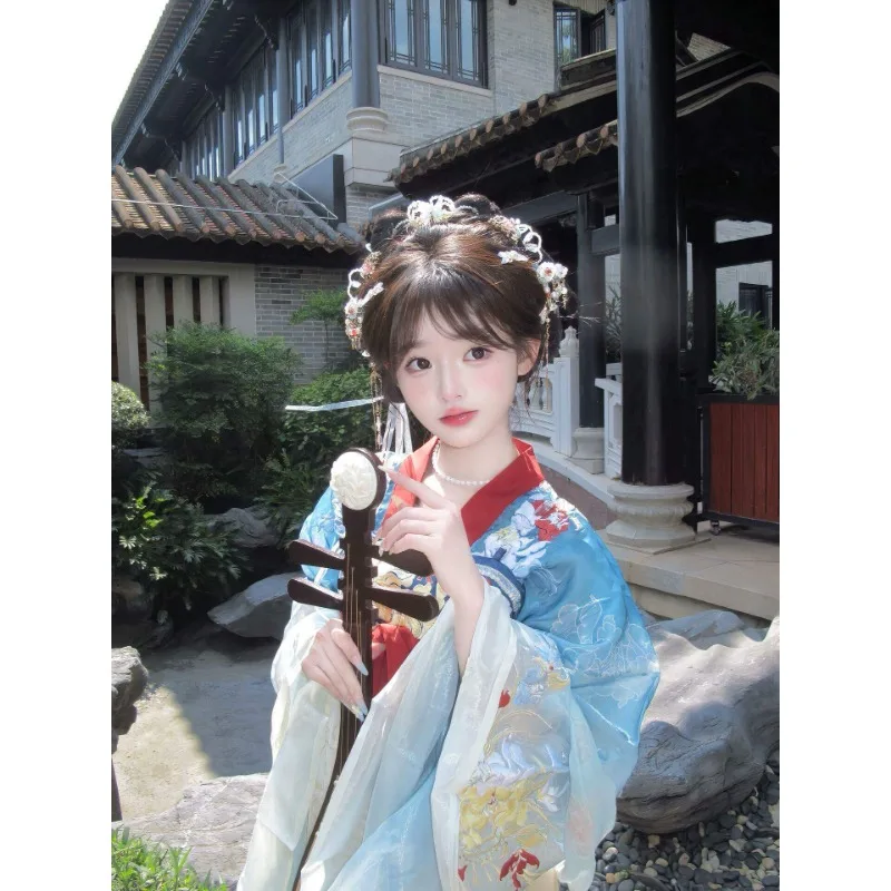 

2026 New Tang Style Hanfu for Petite Women, Embroidered Chest-High Ruqun Set