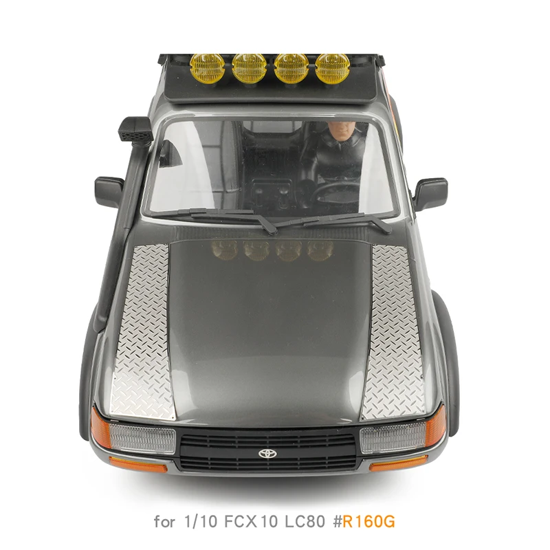 Anti-Rutsch-Platten auf beiden Seiten der Motorhaube, simulierte Edelstahl-Dekoration für 1/10 RC Crawler Car Traxxas FCX10 DIY-Teile