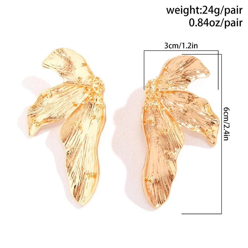 Exaggerated Geometric Leaf Puncture Stud Earrings for Women Fashion Jewelry Cute Accessories