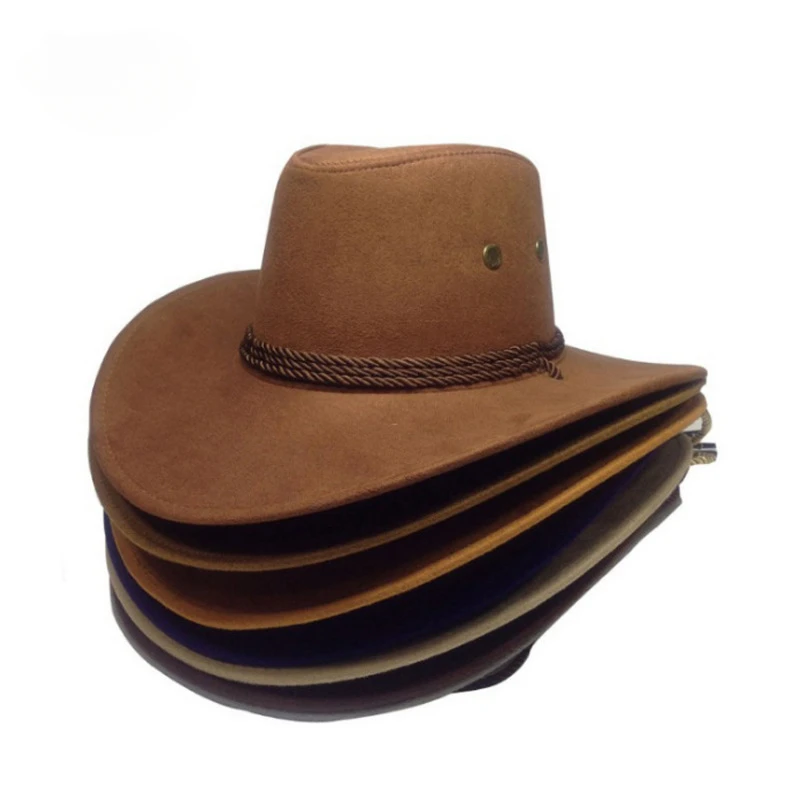 Western Cowboy Hat, Suede Outdoor Sun Hat for Men, Men's Riding Hat