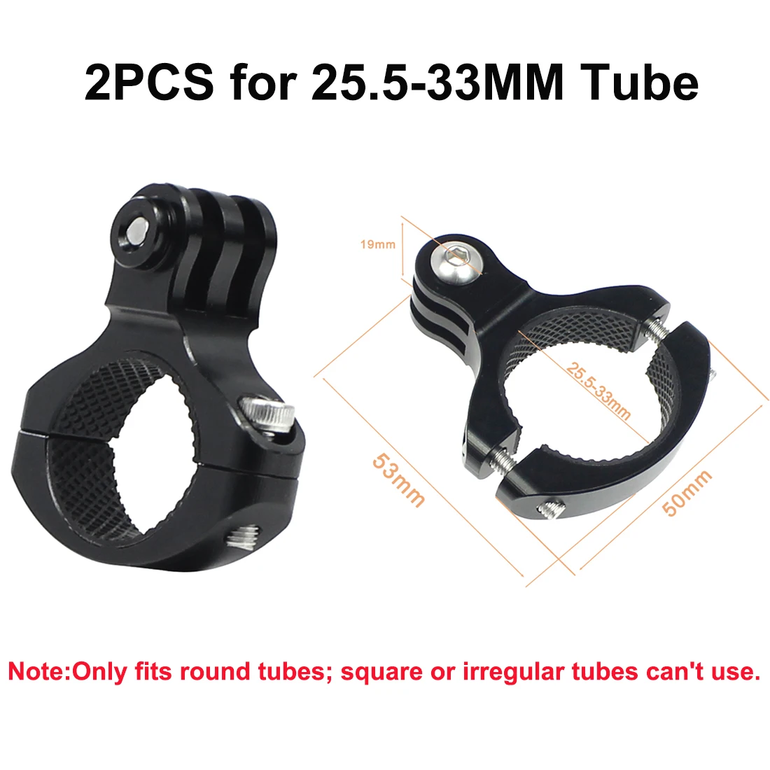 2x CNC-Fahrradlenkerhalterung für 18,5-33mm Rohre, Fahrrad- und Motorradhalterung aus Aluminium mit M5-Schraube für GoPro und DJI Action-Kameras – Detail 13