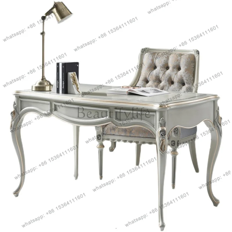 

Высококачественный светлый роскошный заводской стол из французской золотой росписи старого массива дерева