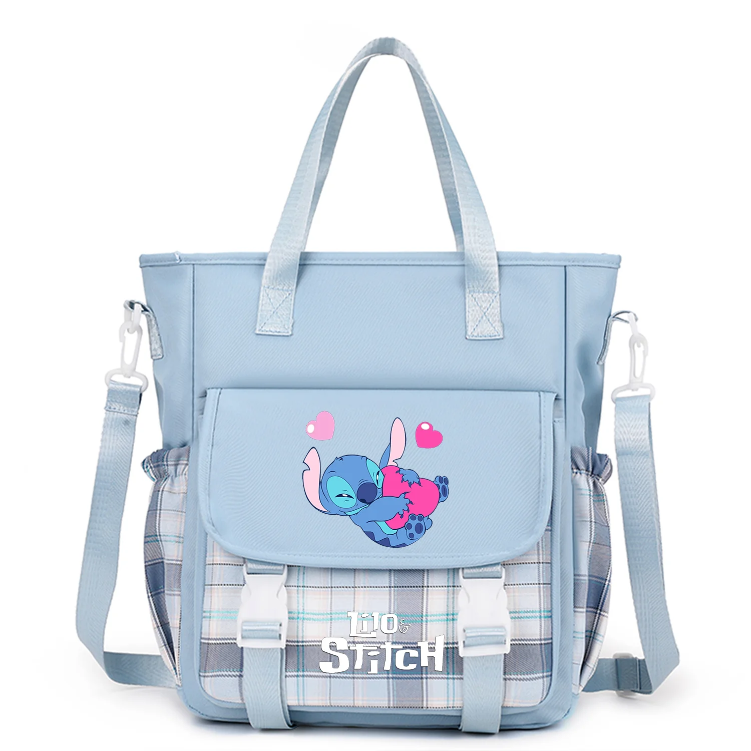 Lilo Stitch Girls Student Messenger Bag Satchel Ladies Handbags Shoulder Bag Pouch Sweet Printed Canvas Cross School Bags Purses