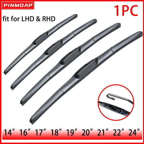 Limpiaparabrisas limpiaparabrisas de tres etapas gancho Universal en forma de J/U 14 ""16"" 17 ""18"" 19 ""20"" 21 ""22"" 24 ""accesorios de tira de goma Natural
