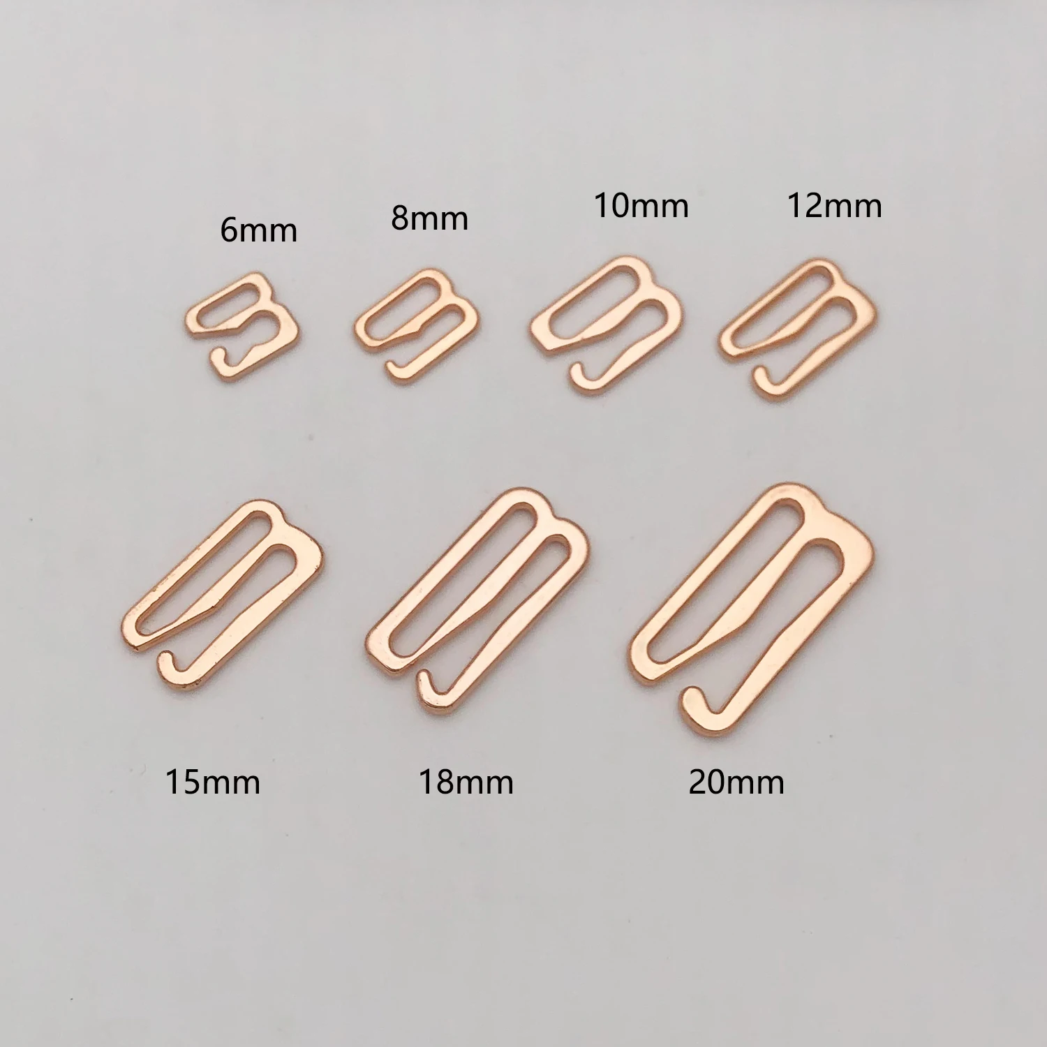 200 pcs / lot  Nickel plated bra silver hook 6mm~20mm