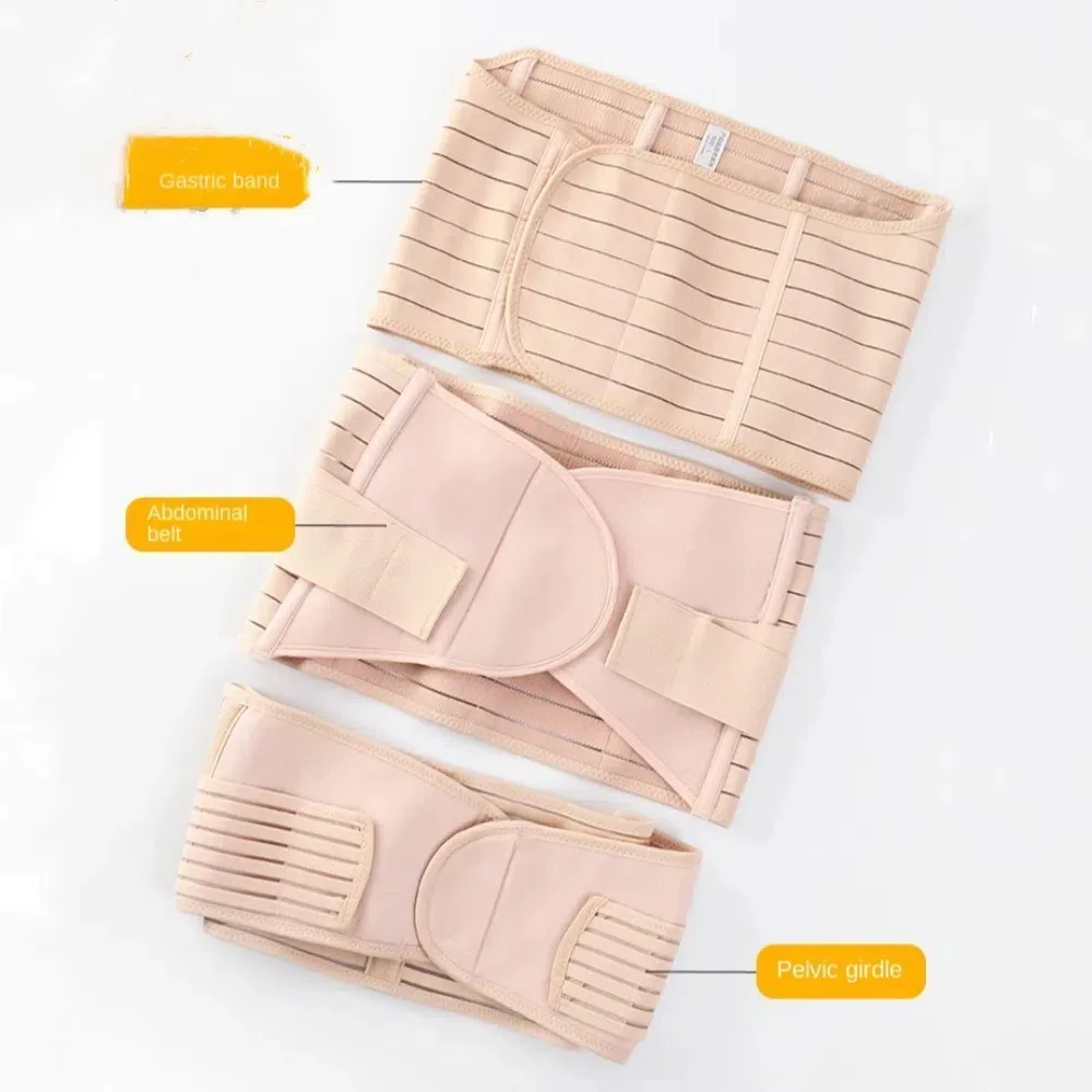 3pcs Slim Breathable Postpartum Belly Belt Corset Shapewear Pelvis Belt Wrap Washable Elastic Pelvic Repair Belt Pregnant Women