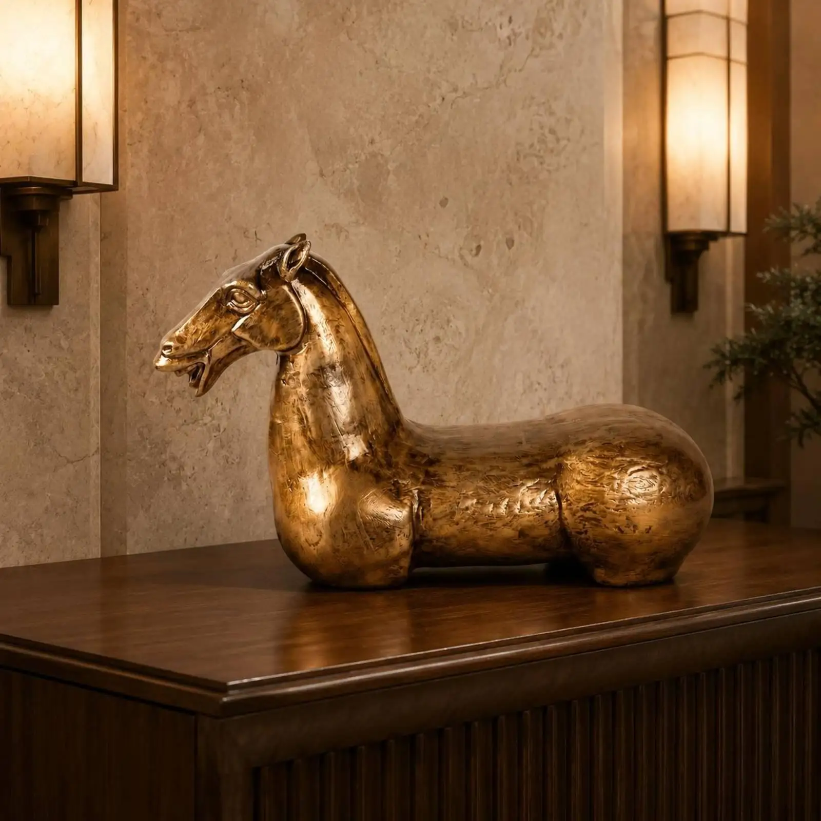 New Chinese and Design Horse Statue Wealth Gilded Horse Figurine Success