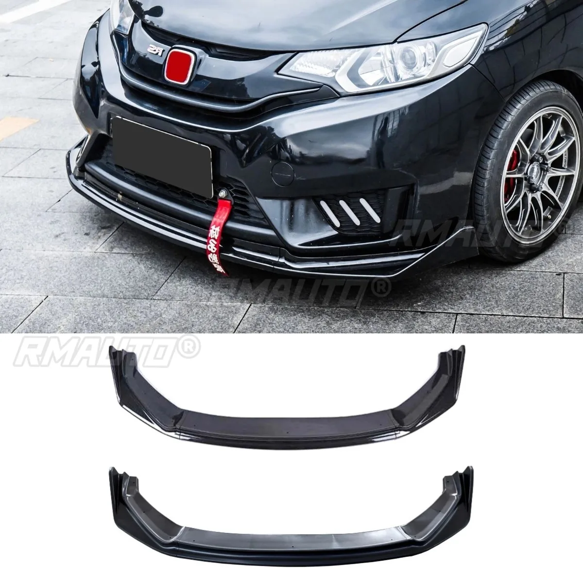 Car Front Bumper Lip Diffuser Spoiler Glossy Black Modification Part for Honda Fit 2014-2017 Bumper Protector Car Accessories